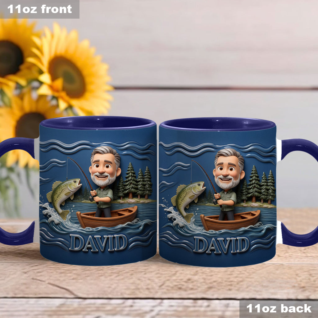 Funny Caricature Custom Mug From Any Photo - Personalized Fishing Accent Mug