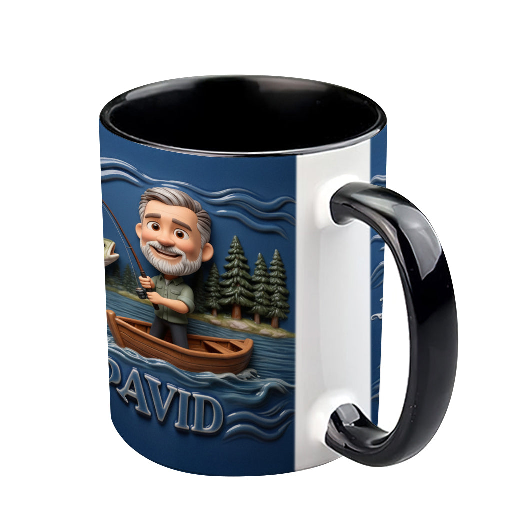 Funny Caricature Custom Mug From Any Photo - Personalized Fishing Accent Mug