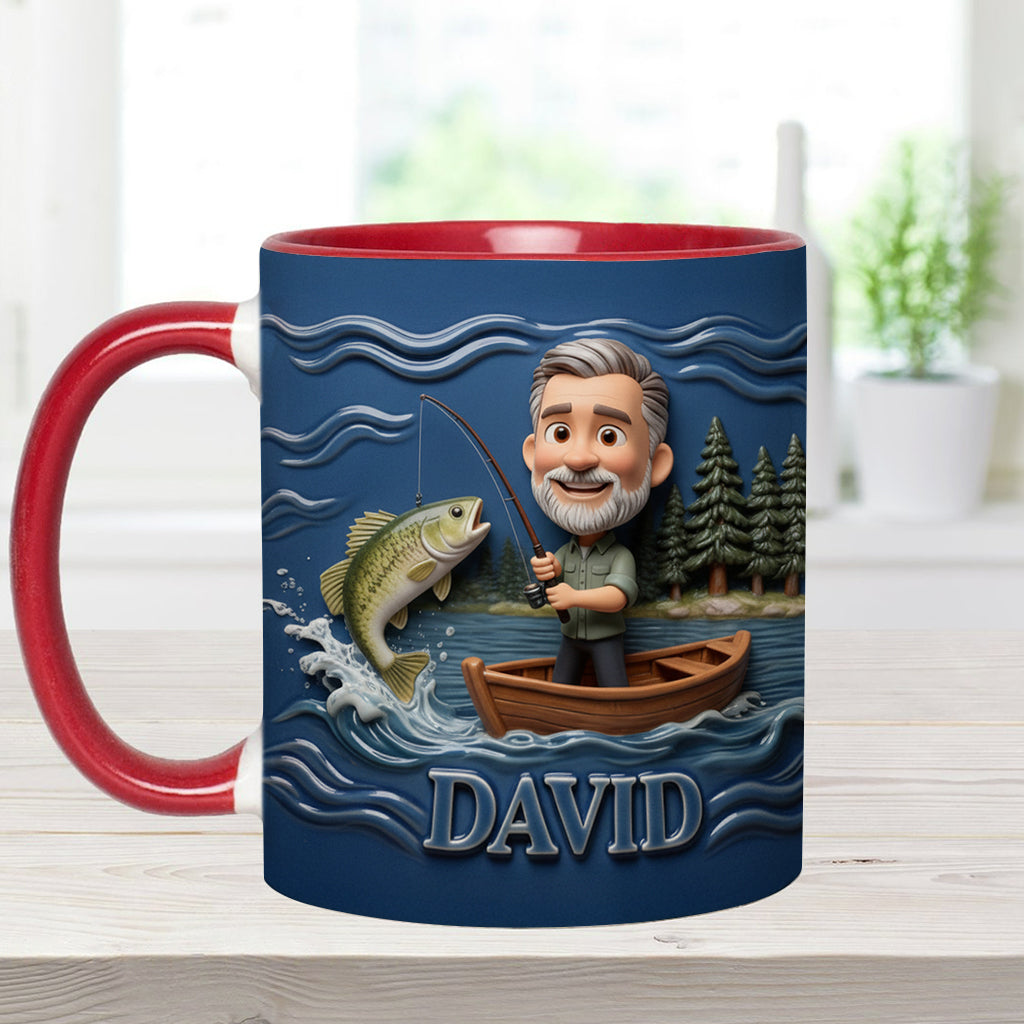 Funny Caricature Custom Mug From Any Photo - Personalized Fishing Accent Mug