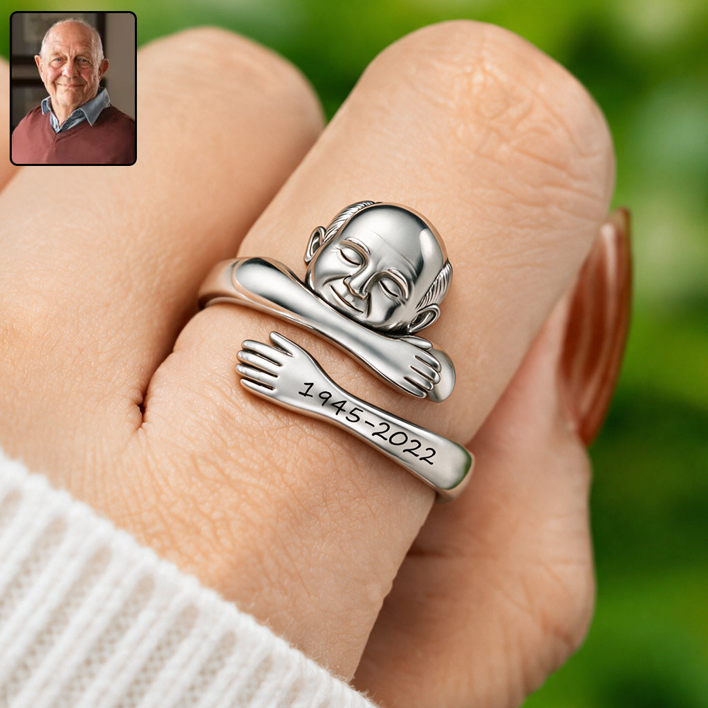 A Hug From Heaven - Personalized Memorial Adjustable Shaped Ring