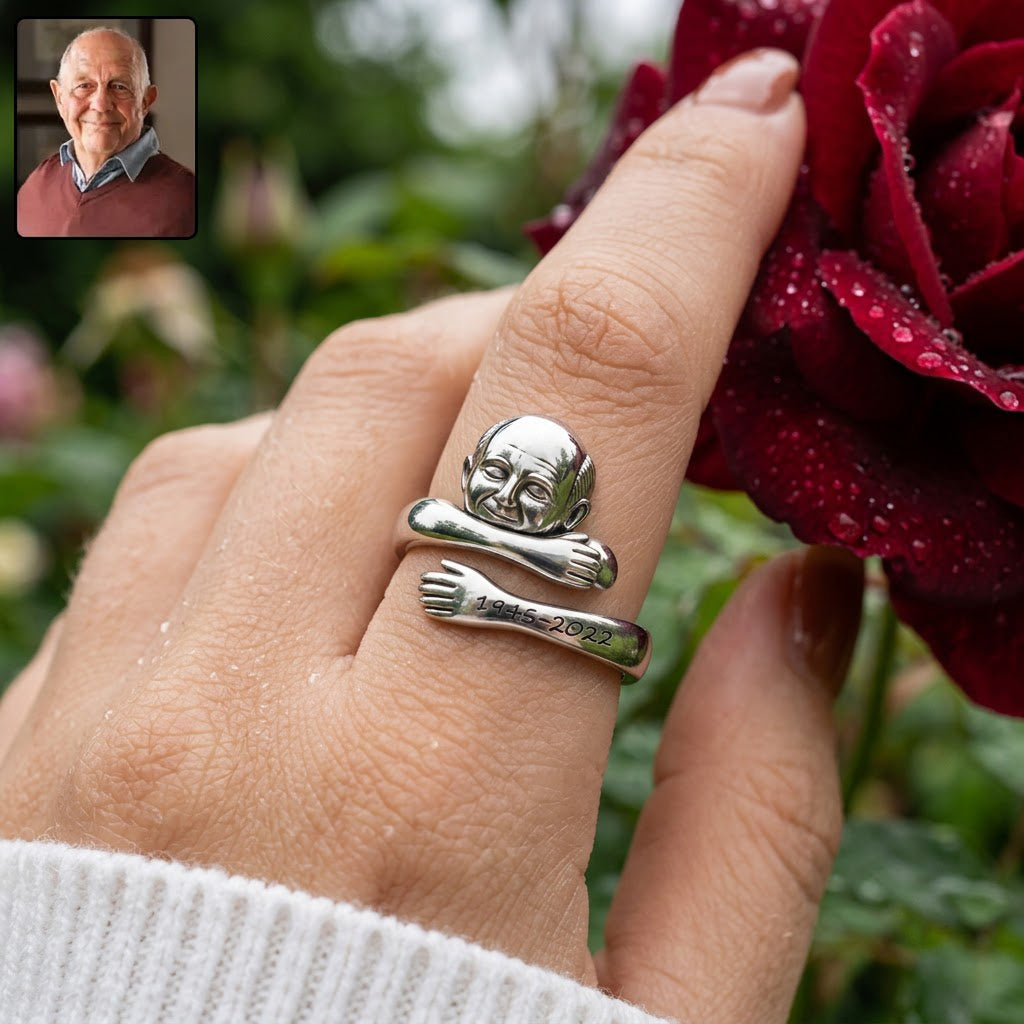 A Hug From Heaven - Personalized Memorial Adjustable Shaped Ring