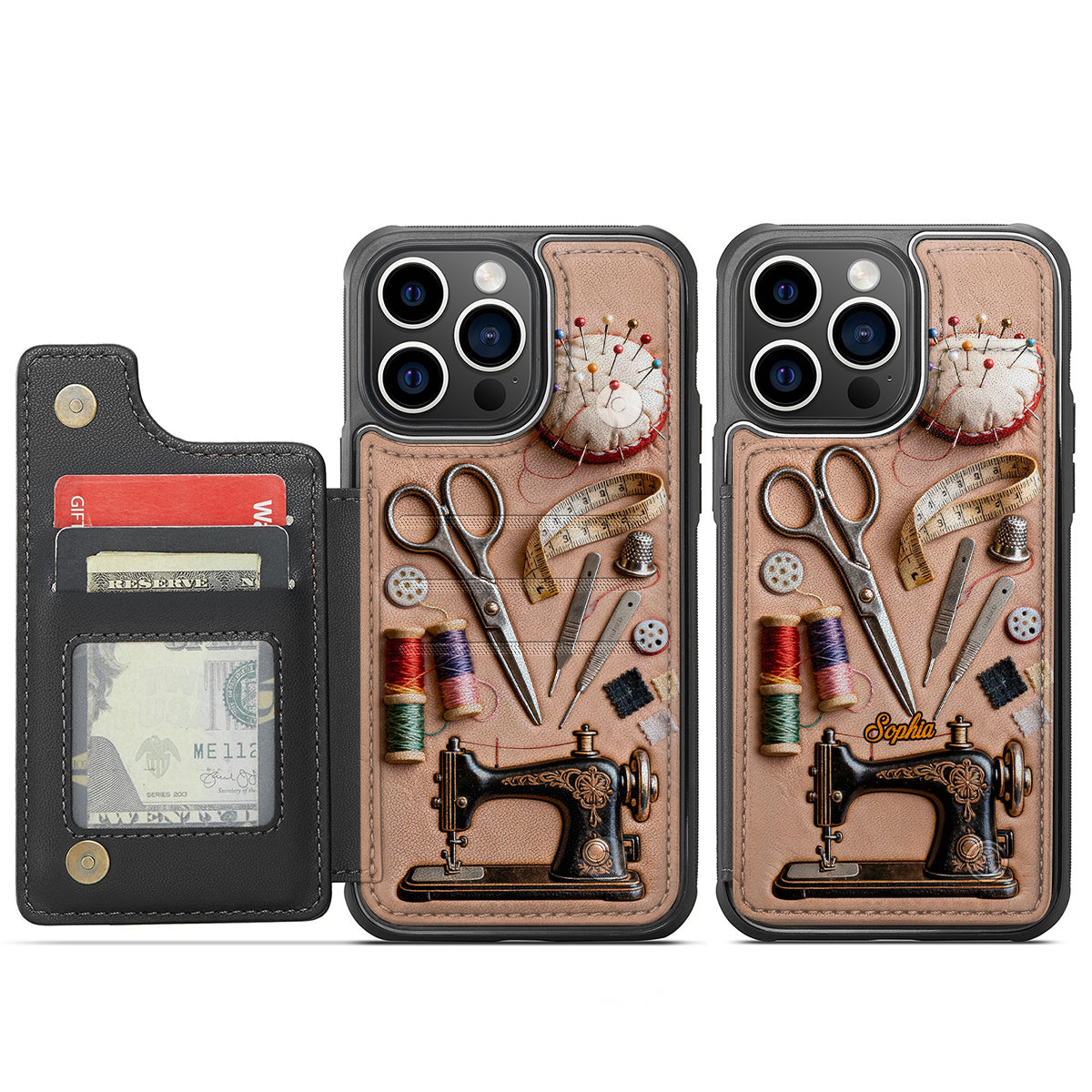 Love Sewing - Personalized Sewing Fully Printed Wallet Phone Case