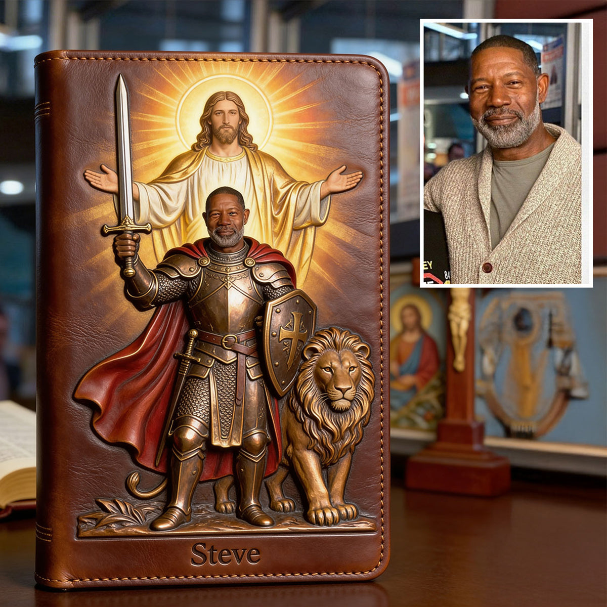 Custom Any Photo - Armor Of God - Personalized Christian Leather Journal