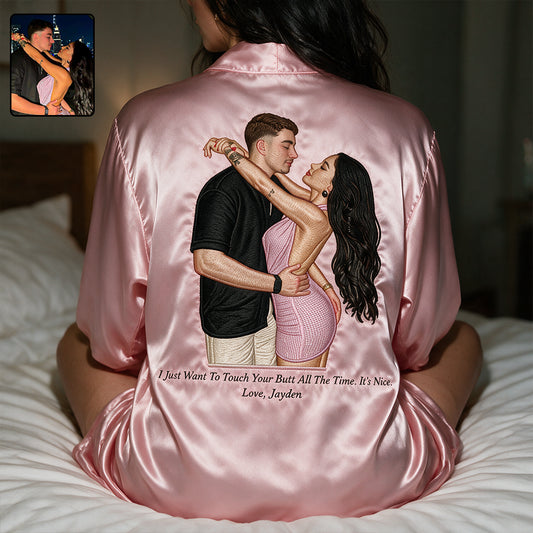 Thanks For All The Orgasms - Personalized Spicy Couple Satin Robe