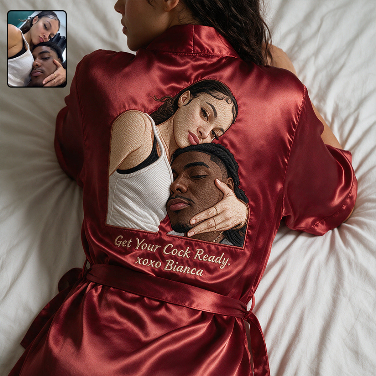 Thanks For All The Orgasms - Personalized Spicy Couple Satin Robe