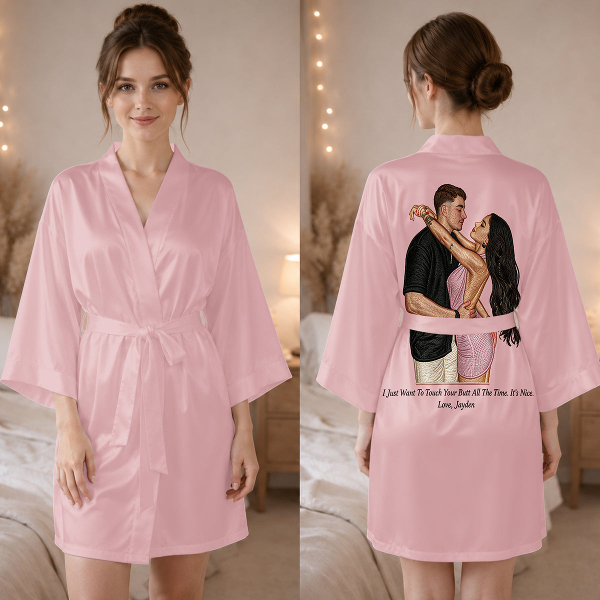 Thanks For All The Orgasms - Personalized Spicy Couple Satin Robe