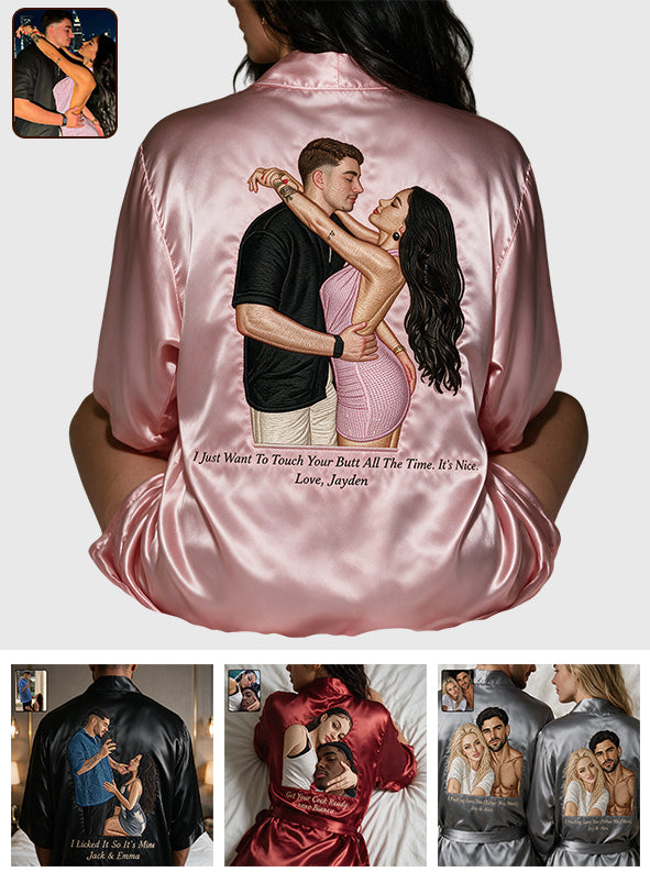 Thanks For All The Orgasms - Personalized Spicy Couple Satin Robe