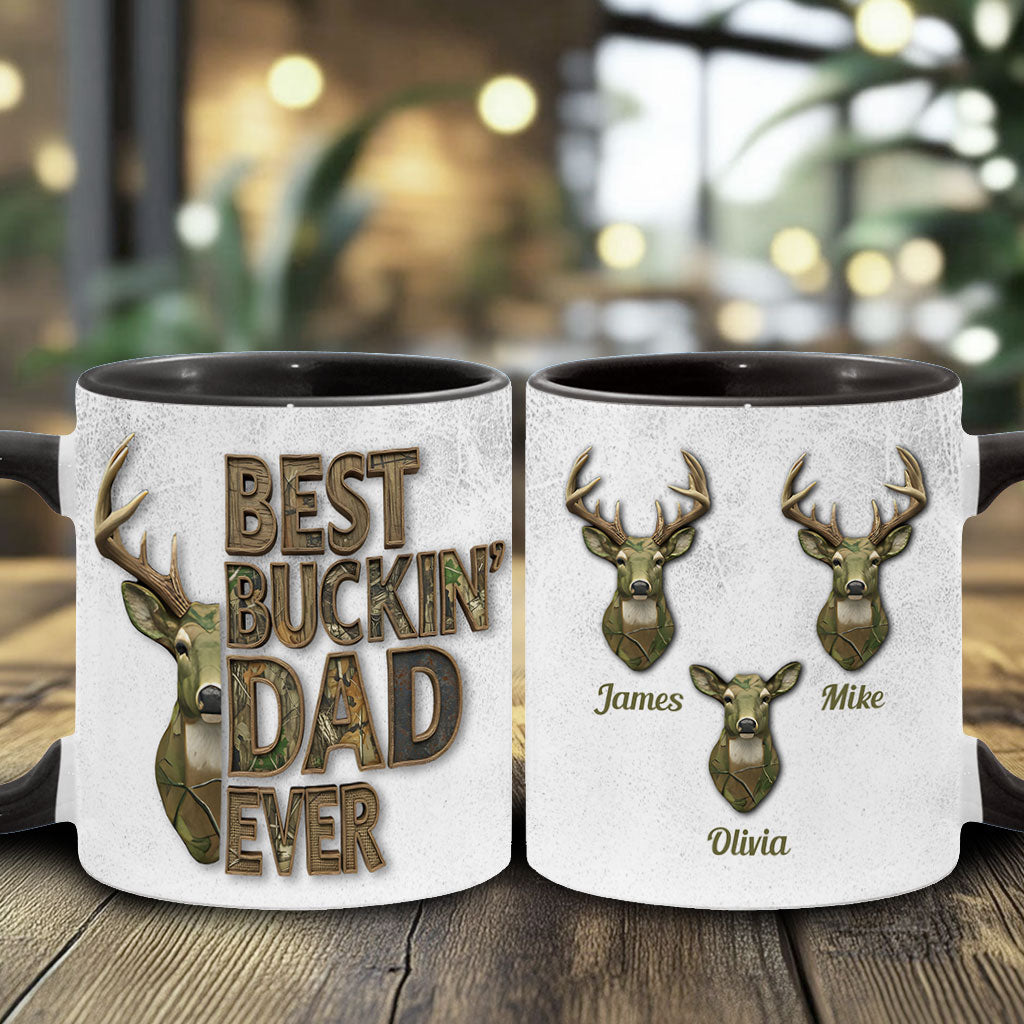 Best Buckin Dad Ever - Personalized Hunting Accent Mug
