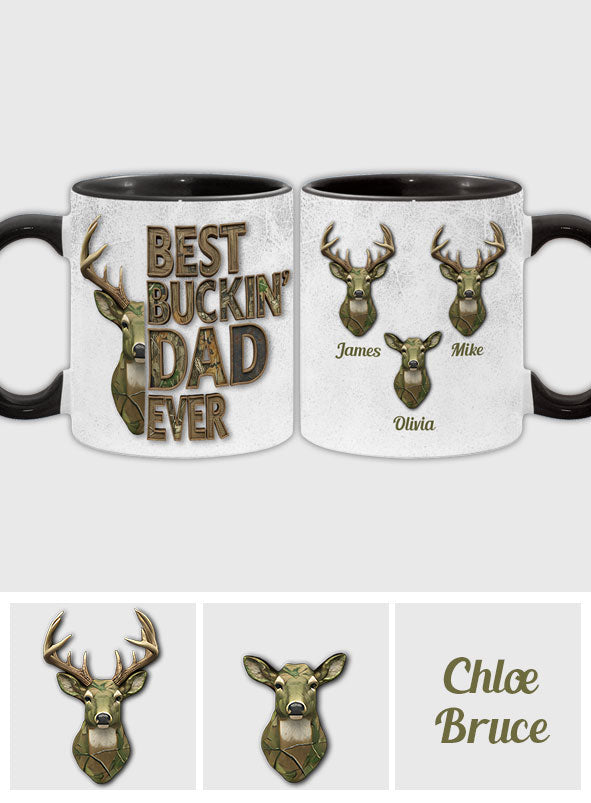 Best Buckin Dad Ever - Personalized Hunting Accent Mug