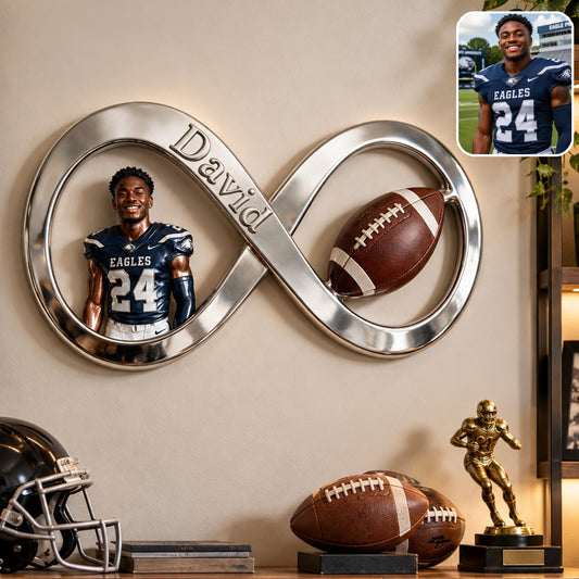 Any Sport, Any Photo - Personalized Football 3D Printed Cut Metal Sign