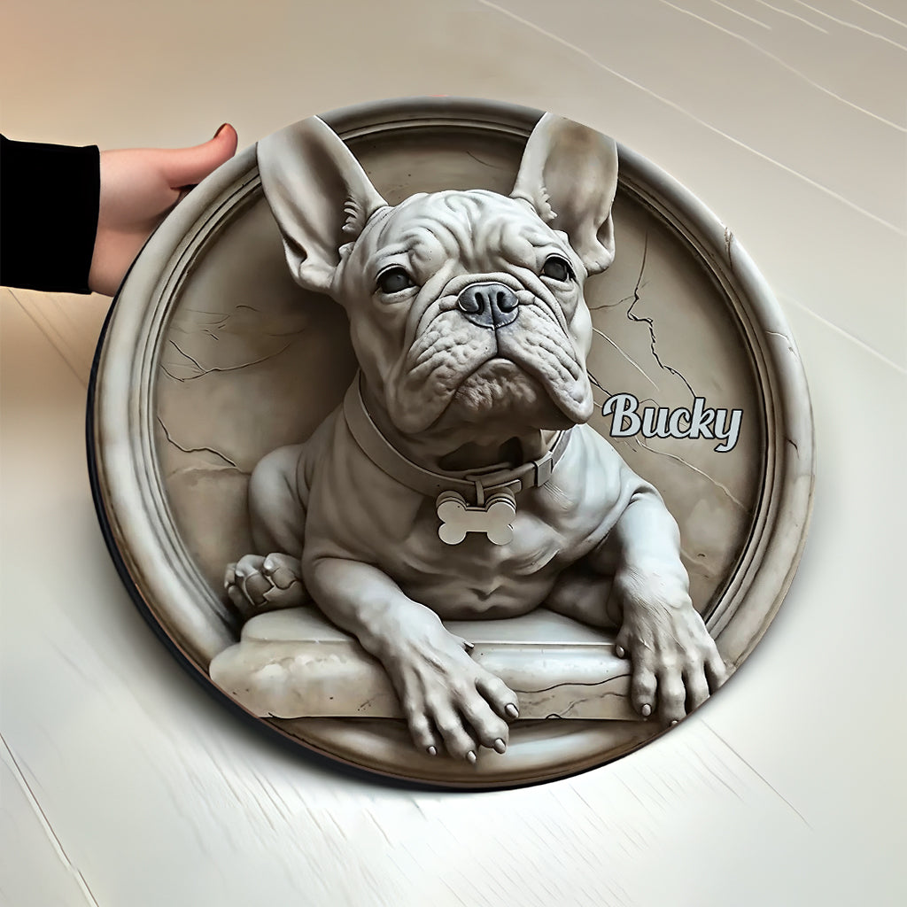French Bulldog - Personalized French Bulldog Round Wood Sign