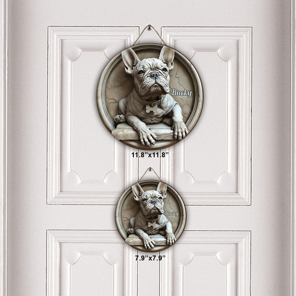 French Bulldog - Personalized French Bulldog Round Wood Sign
