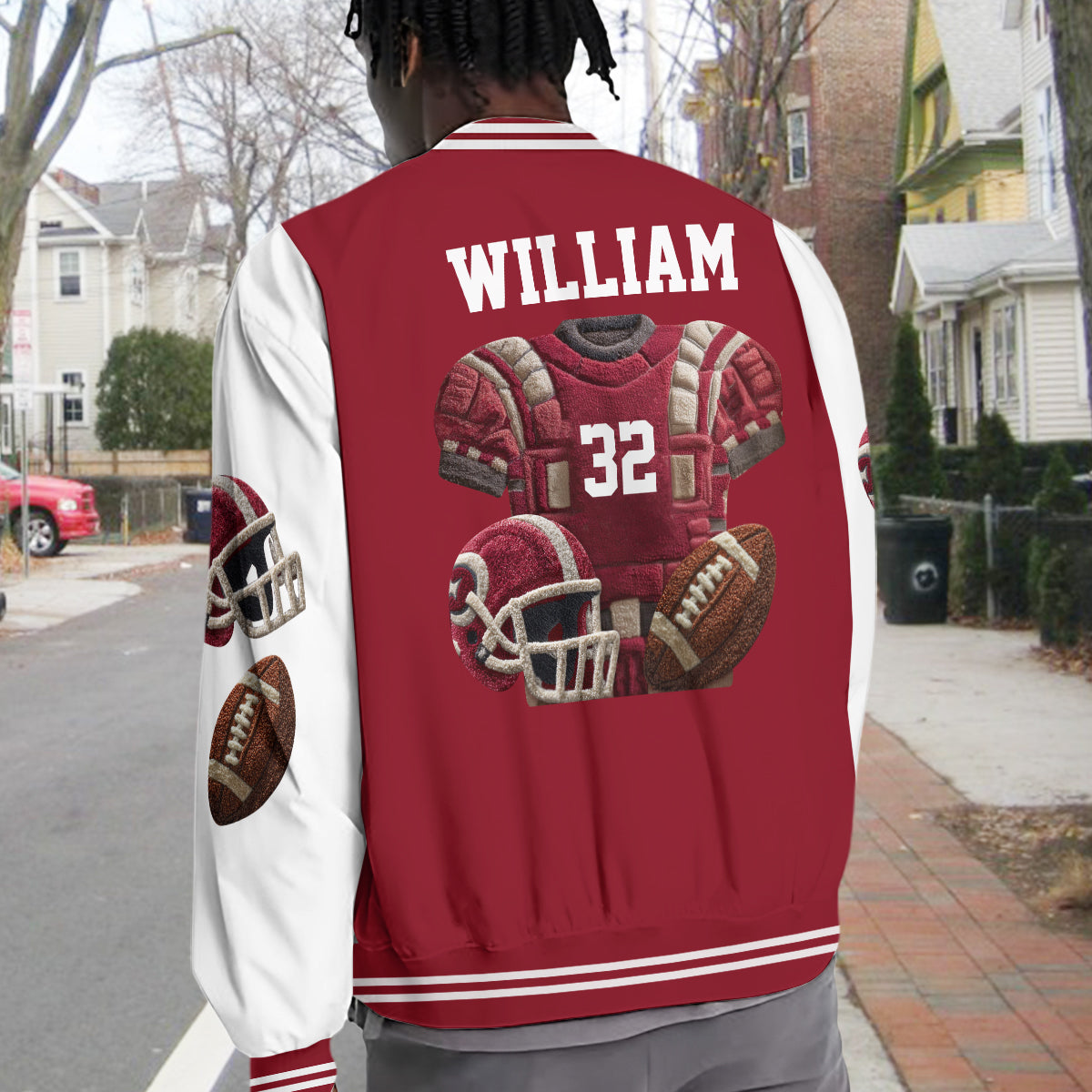 Love Football - Personalized Football Varsity Jacket
