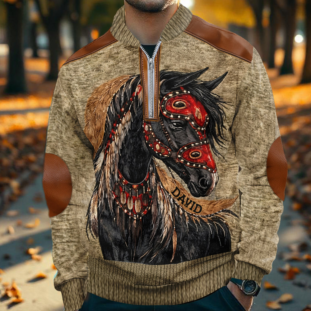 Indigenous - Personalized American Indian Men Zip-Up Sweatshirt