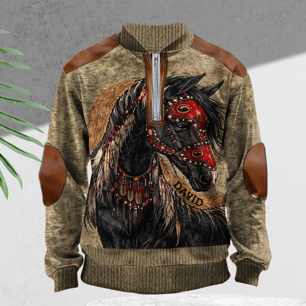 Indigenous - Personalized American Indian Men Zip-Up Sweatshirt