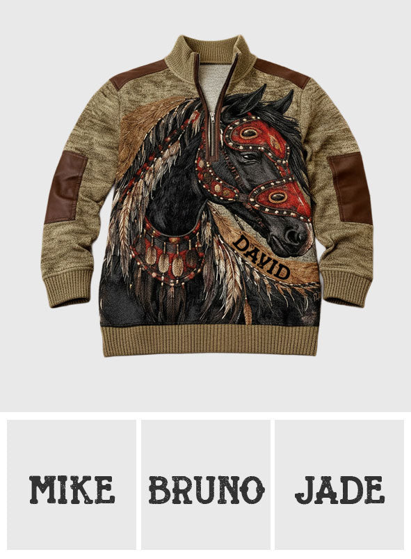 Indigenous - Personalized American Indian Men Zip-Up Sweatshirt