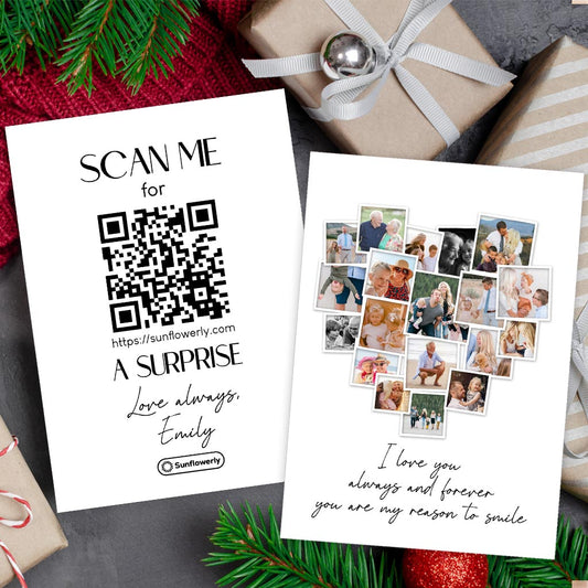Any Message Heart Photo Upload - Personalized QR Greeting Card