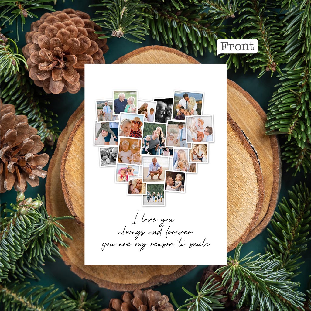 Any Message Heart Photo Upload - Personalized QR Greeting Card