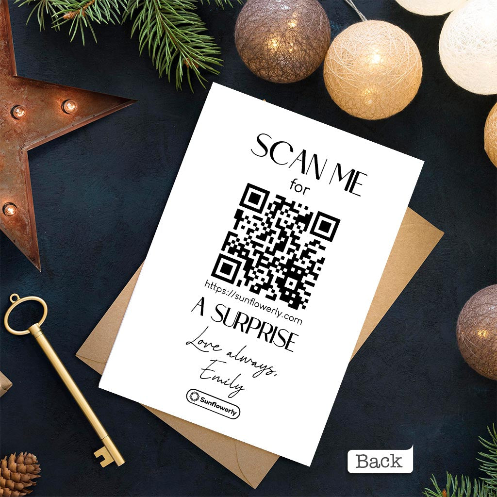 Any Message Heart Photo Upload - Personalized QR Greeting Card