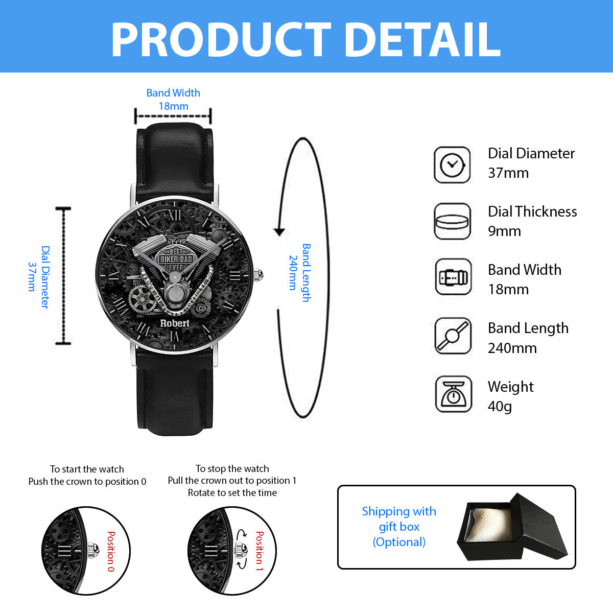 Best Dad Ever - Personalized Biker Hand Watch