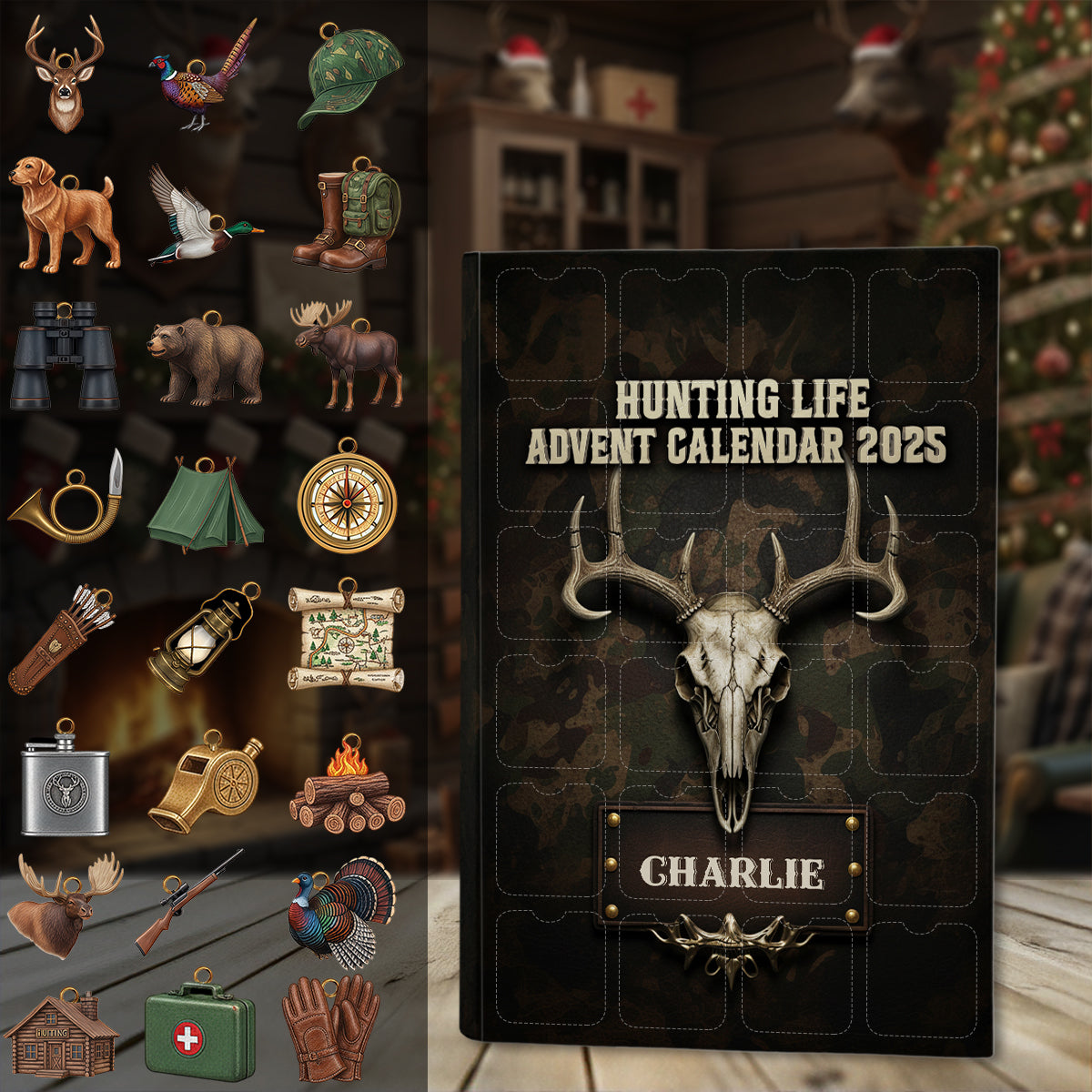 Hunting Life - Personalized Hunting Advent Calendar With Ornaments