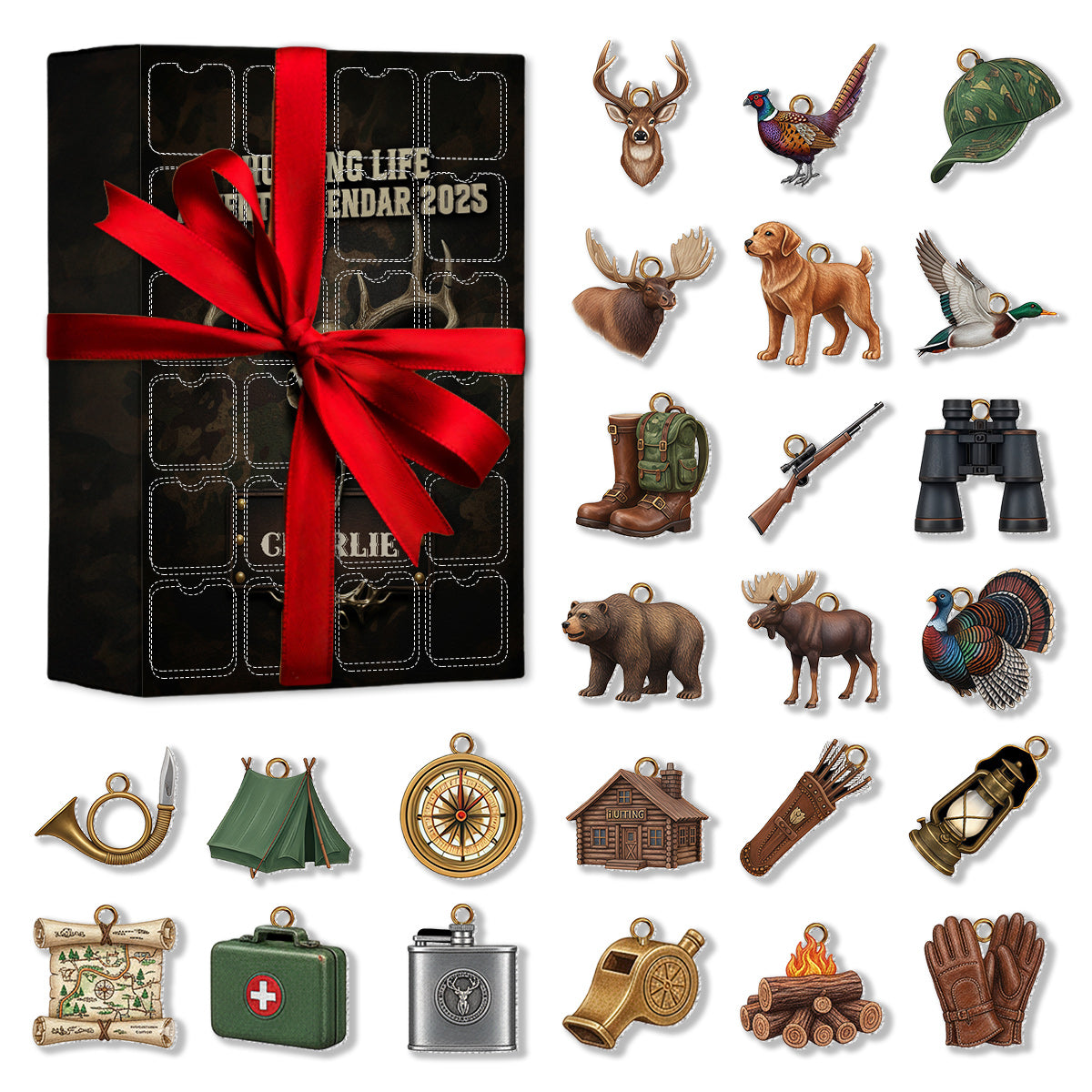 Hunting Life - Personalized Hunting Advent Calendar With Ornaments