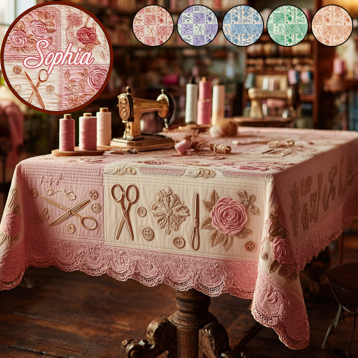 Love Sewing - Personalized Sewing Table Cloth Cover