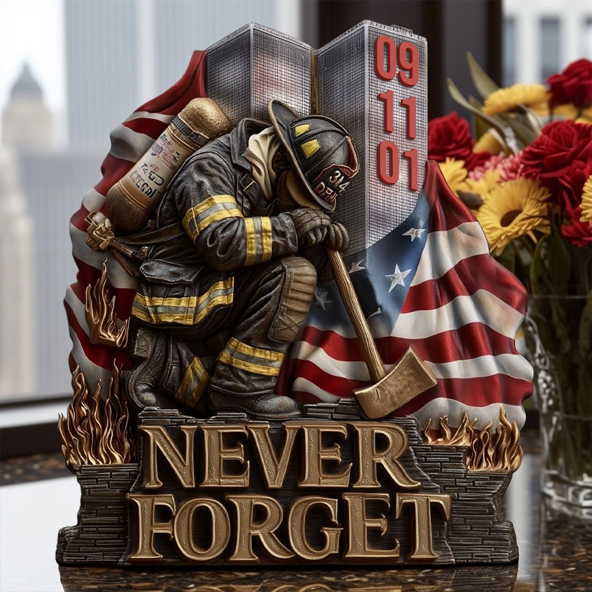 We Will Never Forget 09/11 - Firefighter Custom Shaped Acrylic Plaque