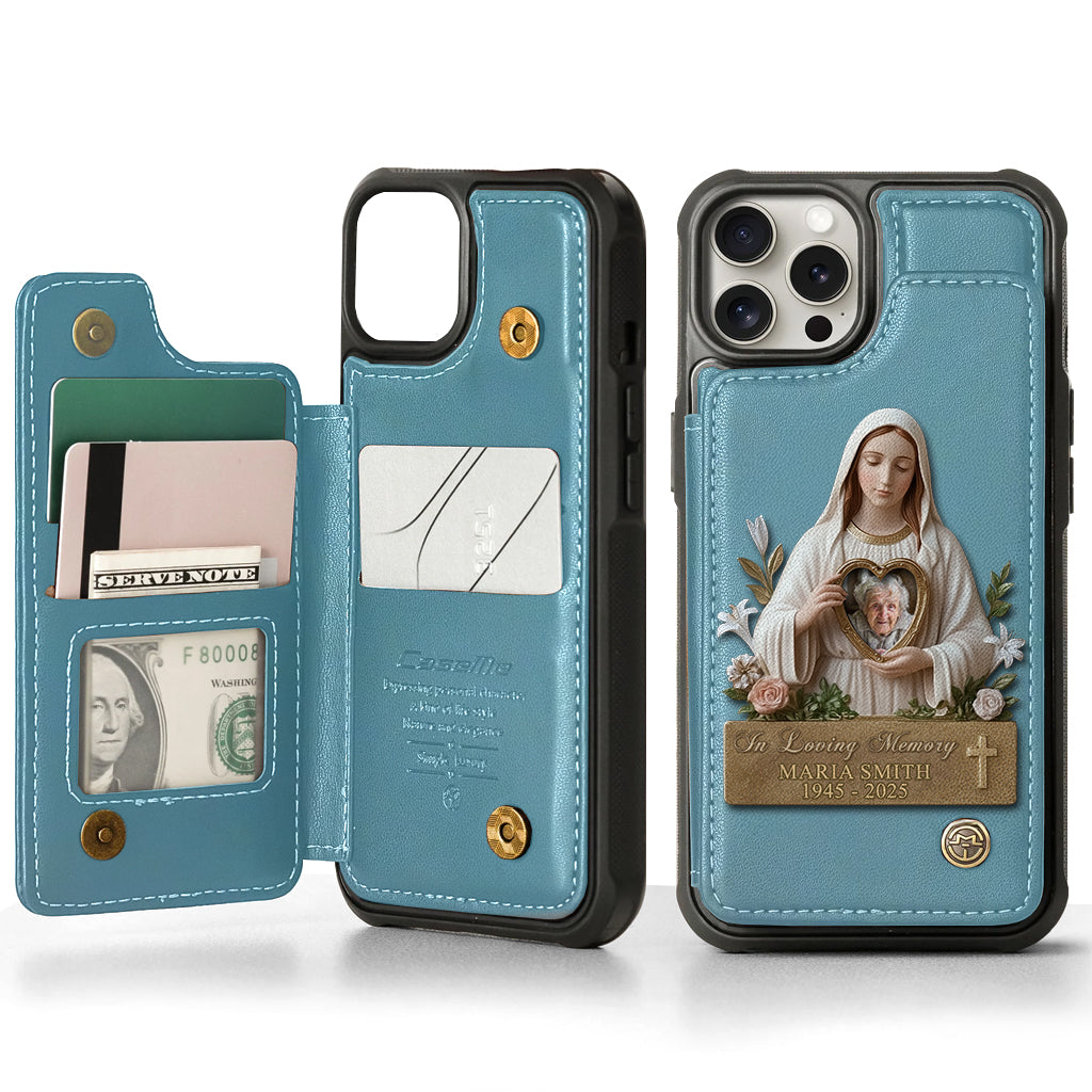 Virgin Mary Memorial - Personalized Memorial Wallet Phone Case