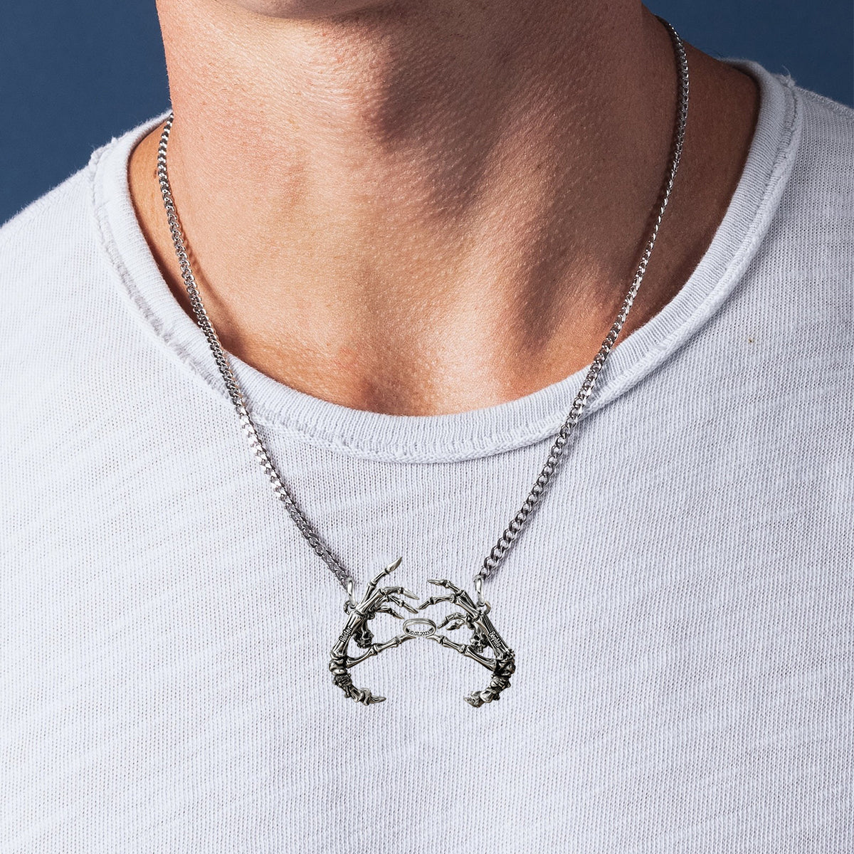 Till Death Do Us Part - Personalized Skull Custom Shaped Pendant Necklace