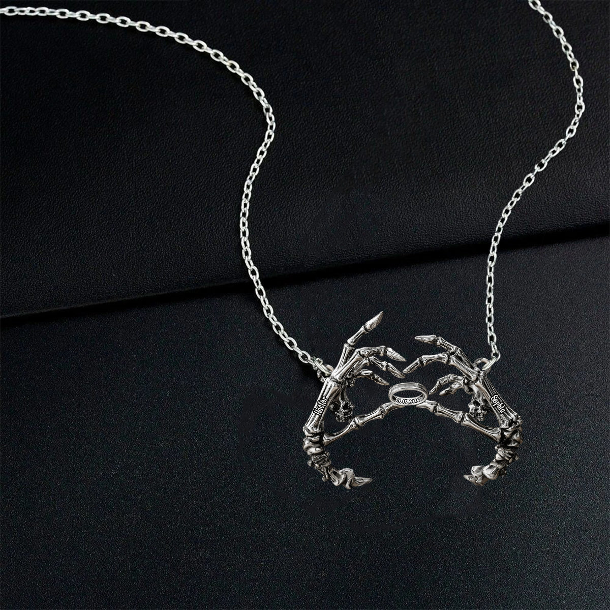 Till Death Do Us Part - Personalized Skull Custom Shaped Pendant Necklace