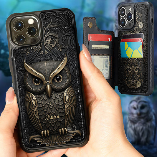 Amazing Owl - Personalized Owl Fully Printed Wallet Phone Case