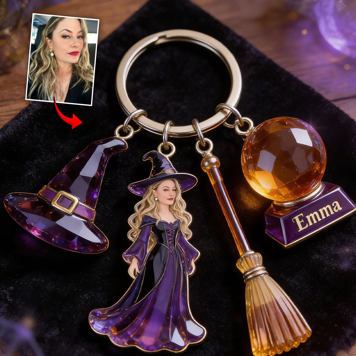 Magical Witch - Personalized Witch Keychain With Charms
