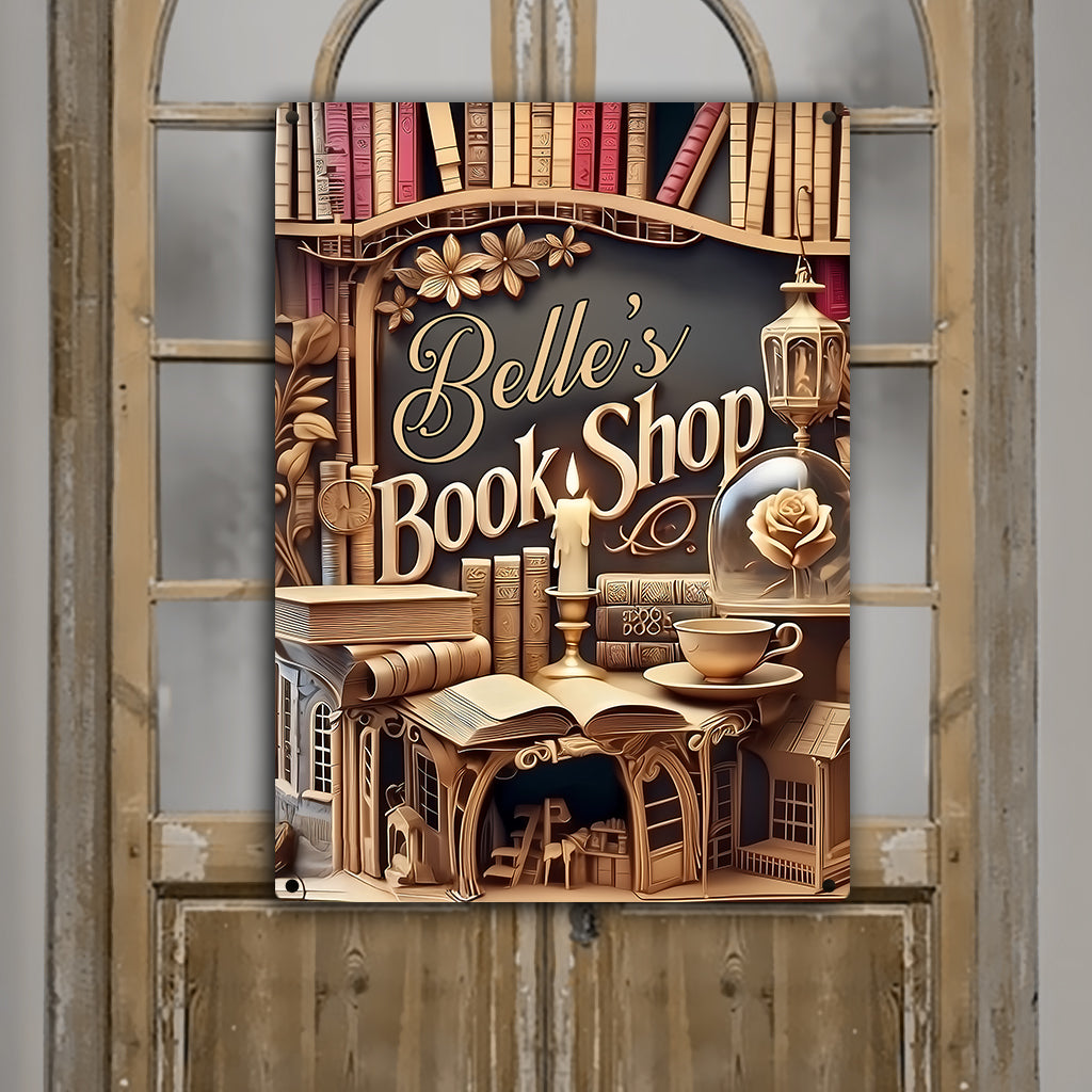 Custom Name Book Shop - Personalized Book Rectangle Metal Sign