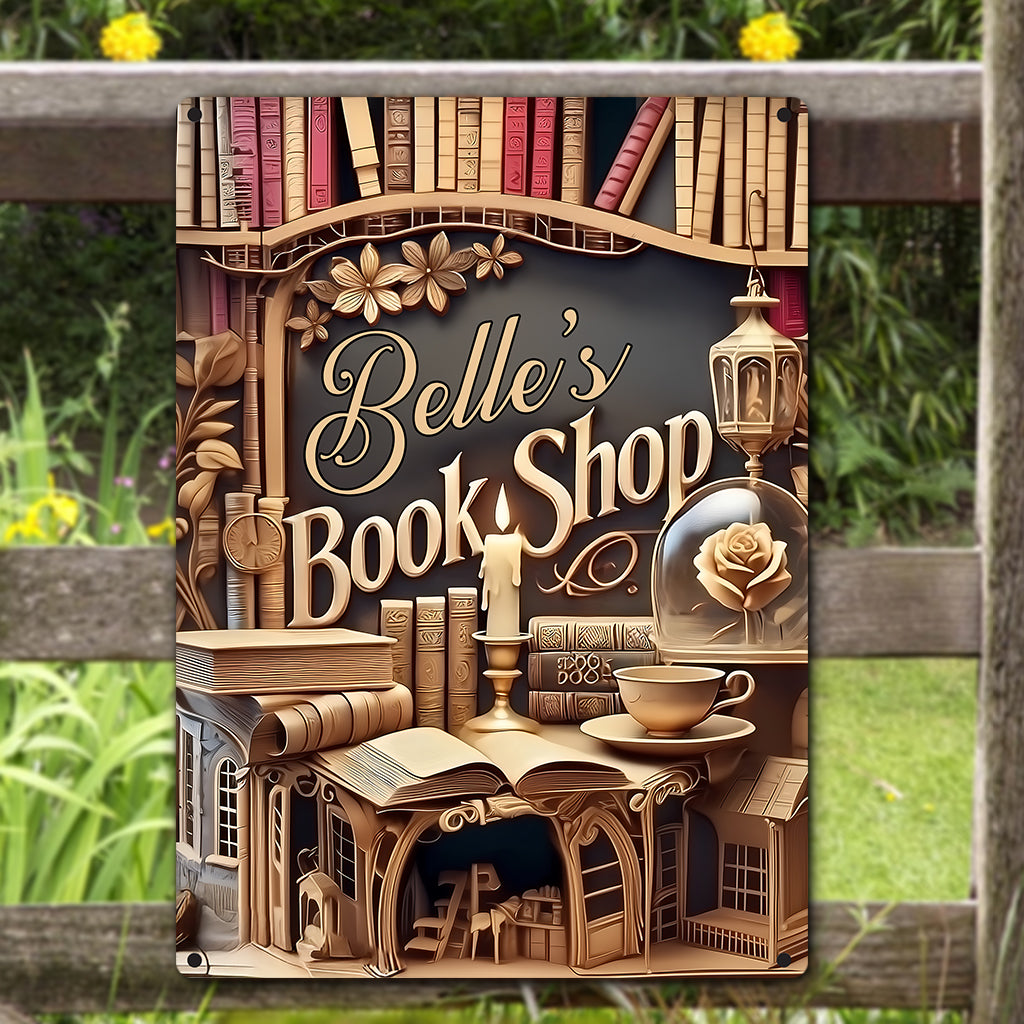 Custom Name Book Shop - Personalized Book Rectangle Metal Sign