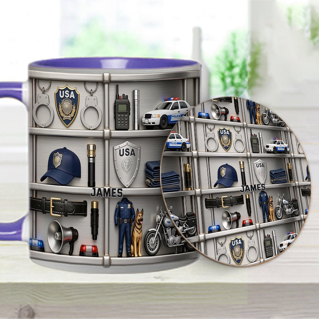 Serve And Protect - Personalized Police Officer Accent Mug & Coaster