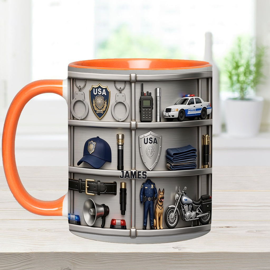 Serve And Protect - Personalized Police Officer Accent Mug & Coaster