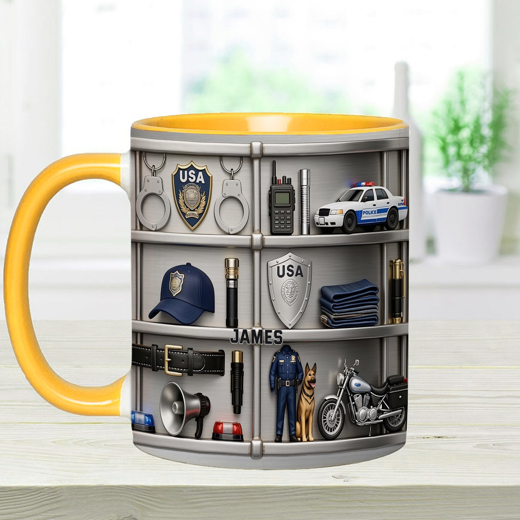Serve And Protect - Personalized Police Officer Accent Mug & Coaster