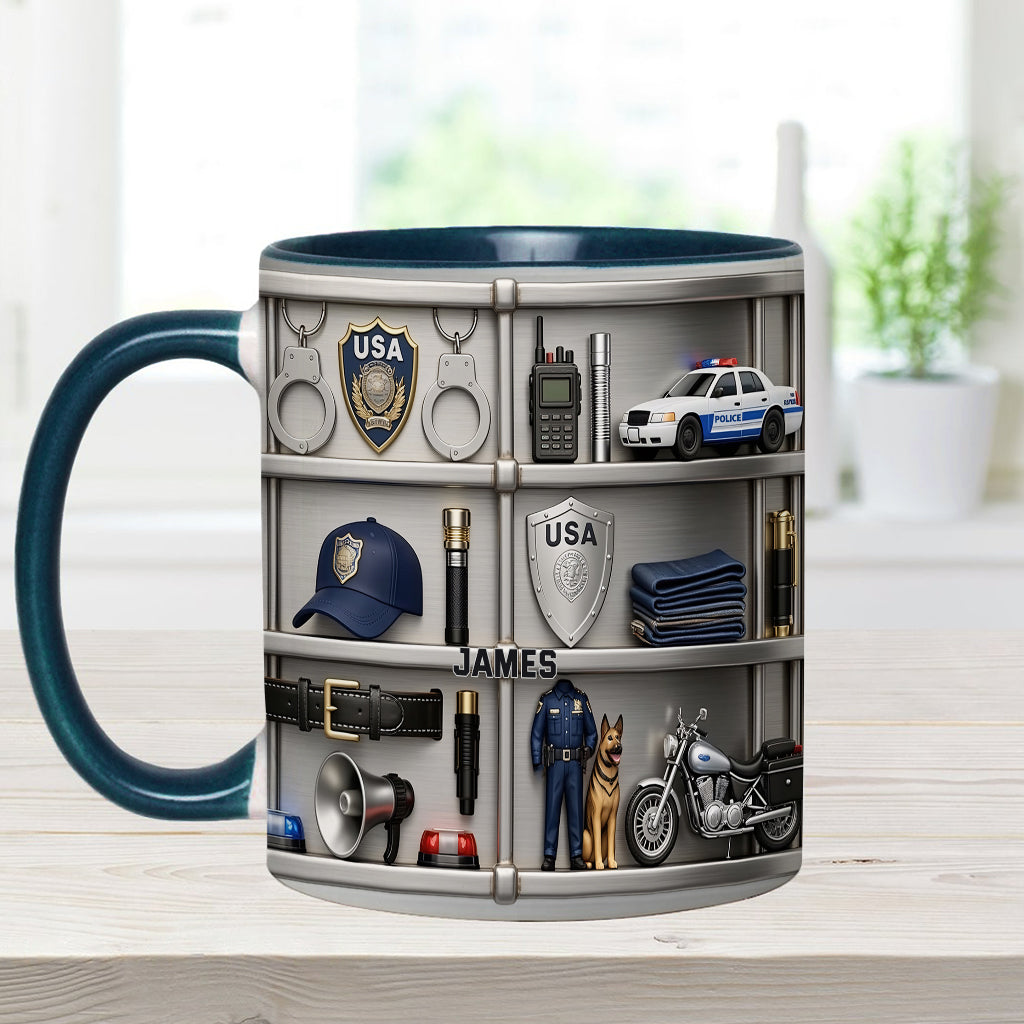 Serve And Protect - Personalized Police Officer Accent Mug & Coaster