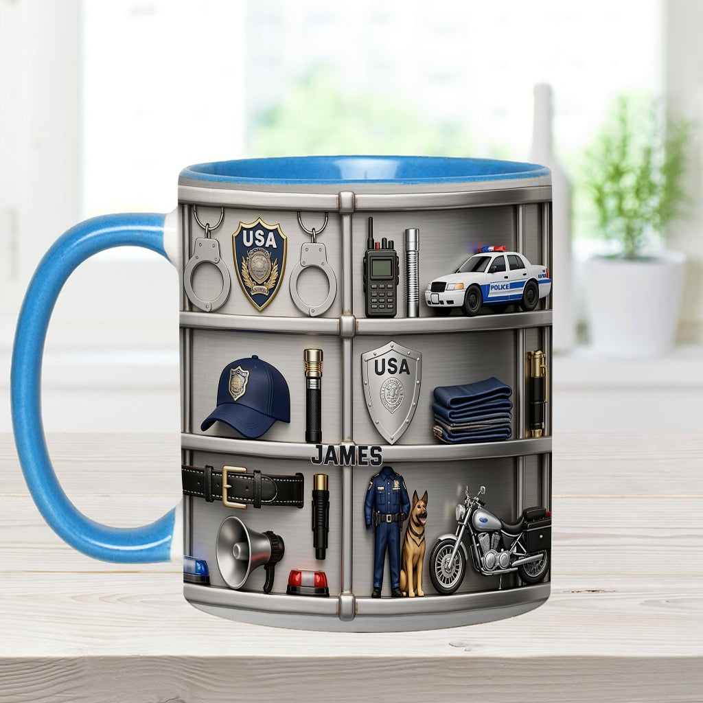 Serve And Protect - Personalized Police Officer Accent Mug & Coaster