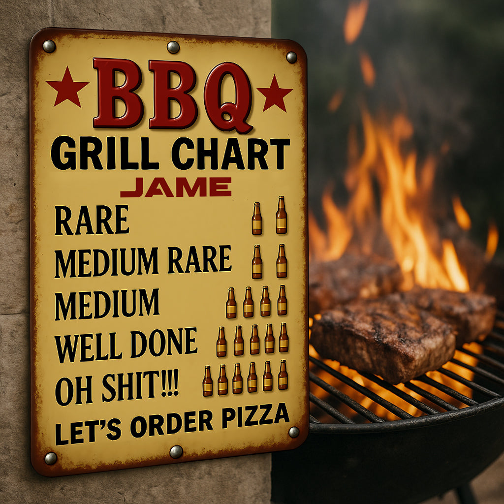 BBQ Area - Personalized Grilling Rectangle Metal Sign