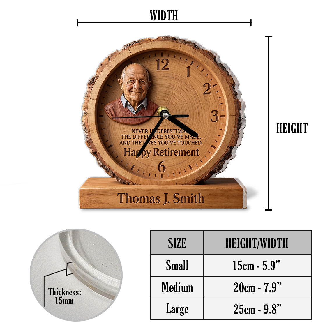 Never Underestimate The Difference You’ve Made, And The Lives You’ve Touched - Personalized Retired Desk Clock Plaque
