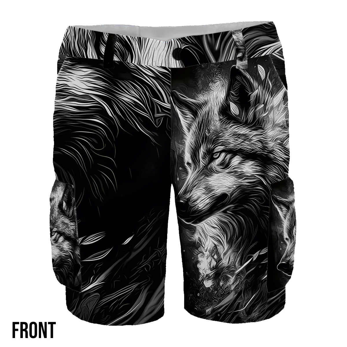 Strong Wolf - Personalized Wolf Cargo Shorts With Belt