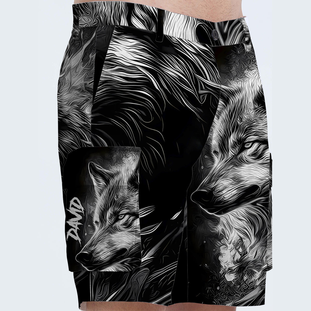 Strong Wolf - Personalized Wolf Cargo Shorts With Belt