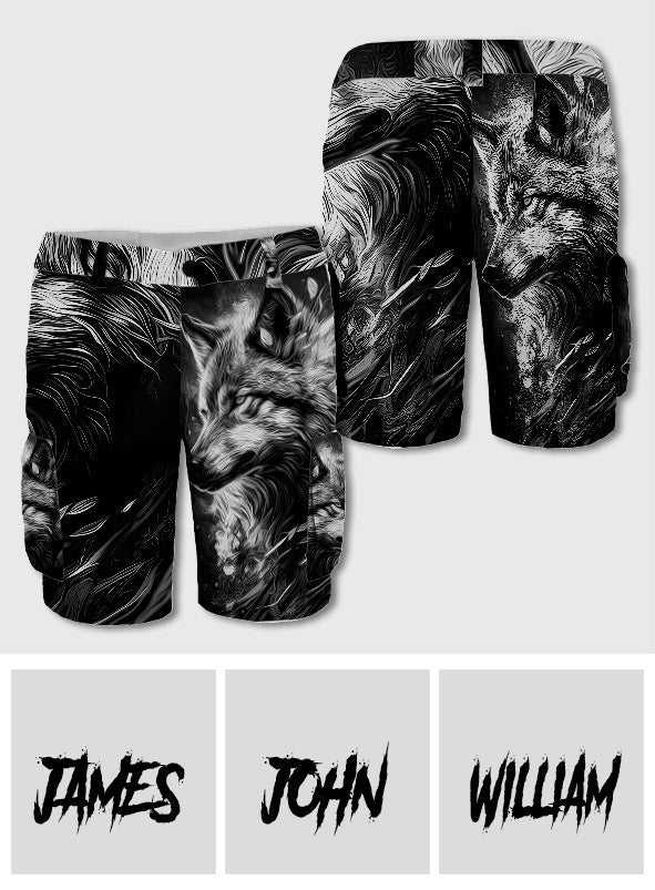 Strong Wolf - Personalized Wolf Cargo Shorts With Belt