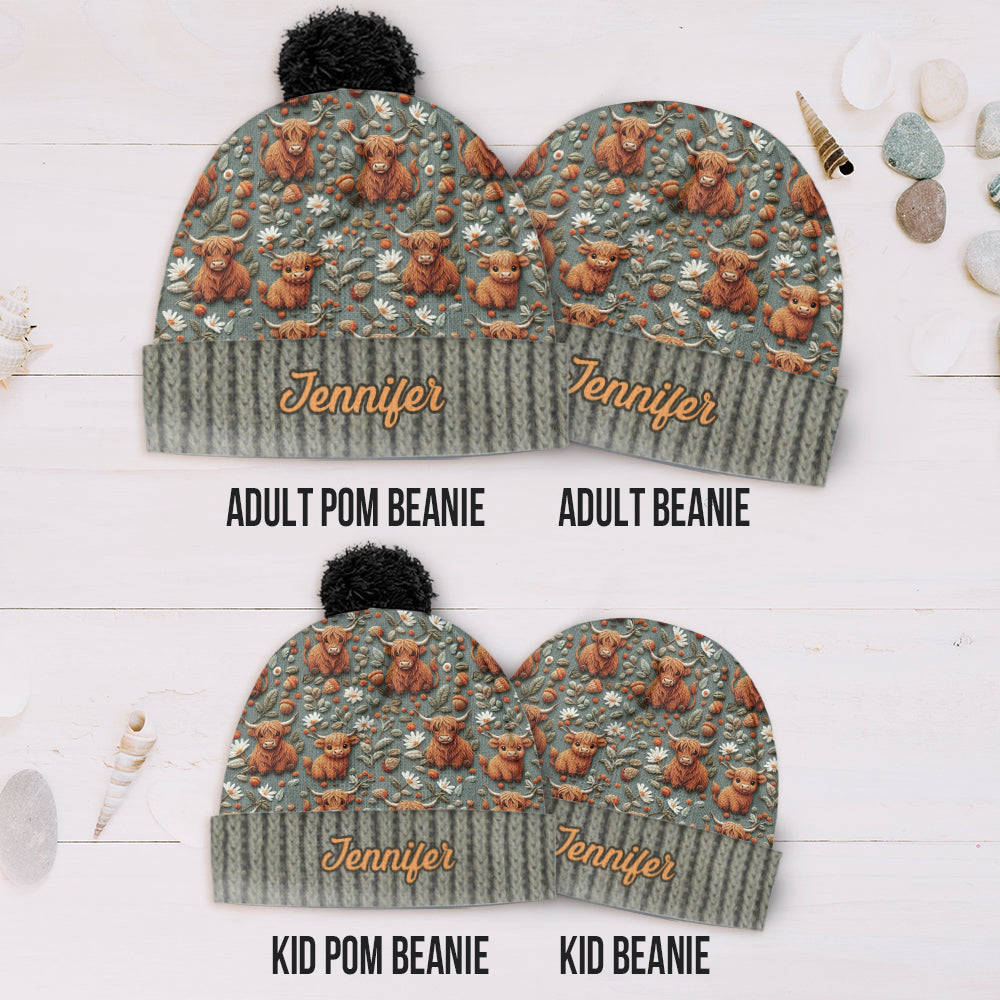 Highland Cow Farm - Personalized Highland Cow Beanie Hat
