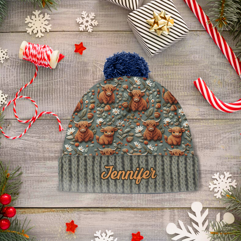 Highland Cow Farm - Personalized Highland Cow Beanie Hat