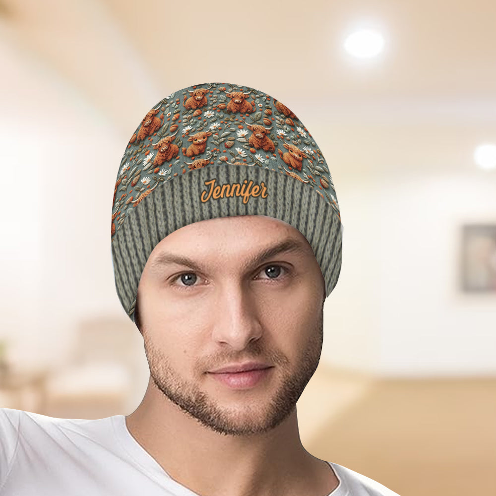 Highland Cow Farm - Personalized Highland Cow Beanie Hat
