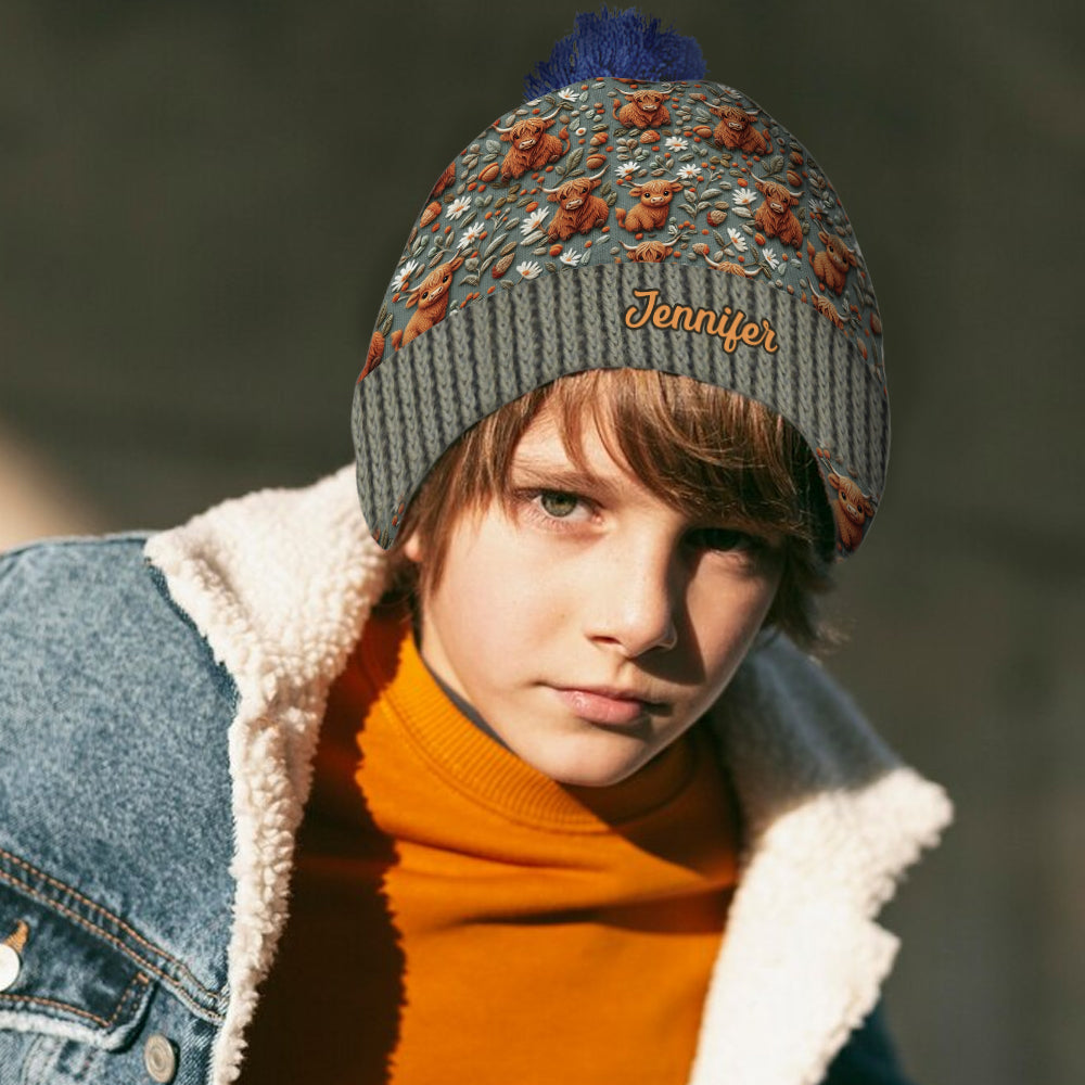 Highland Cow Farm - Personalized Highland Cow Beanie Hat