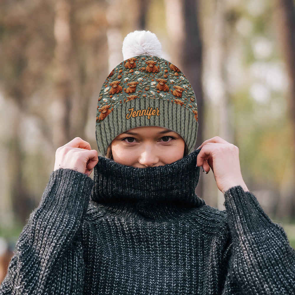 Highland Cow Farm - Personalized Highland Cow Beanie Hat